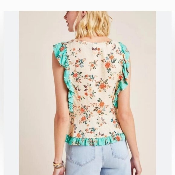 Farm Rio Floral Ruffle Blouse Large - Picture 5 of 8